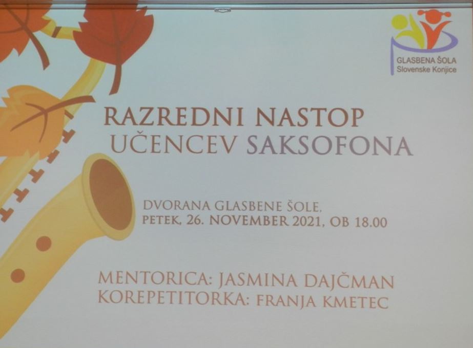 Razredni nastop učencev saksofona 