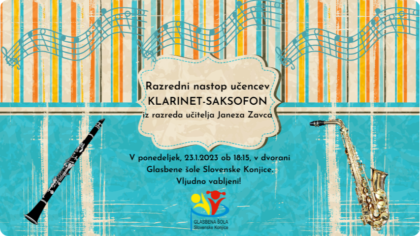 Razredni nastop učencev klarineta in saksofona