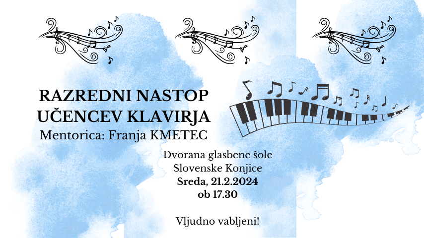  Razredni nastop učencev klavirja iz razreda Franje Kmetec