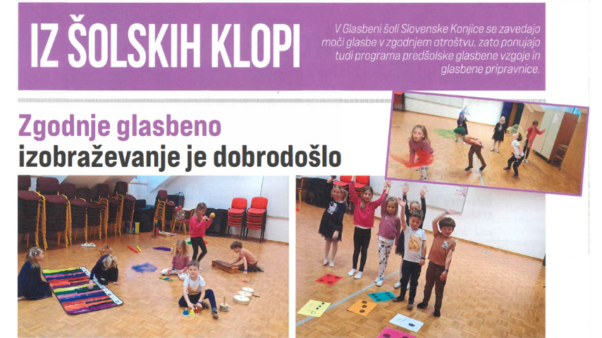 Zgodnje glasbeno izobraževanje je dobrodošlo