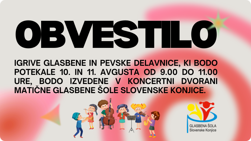 Obvestilo o spremembi lokacije izvedbe glasbenih in pevskih delavnic